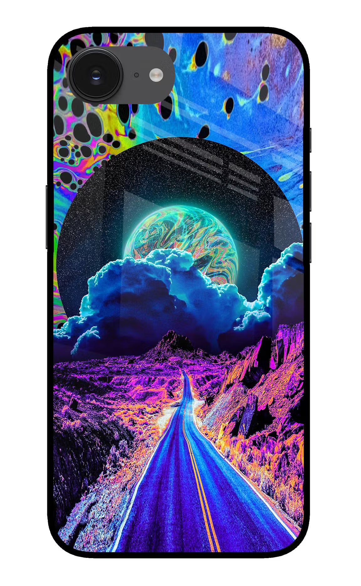 Psychedelic Painting iPhone 16e Glass Case Back Cover by Casekaro