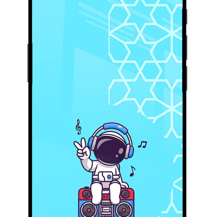 Cute Astronaut Chilling iPhone 16e Glass Case Back Cover by Casekaro