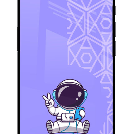 Cute Astronaut Chilling iPhone 16e Glass Case Back Cover by Casekaro