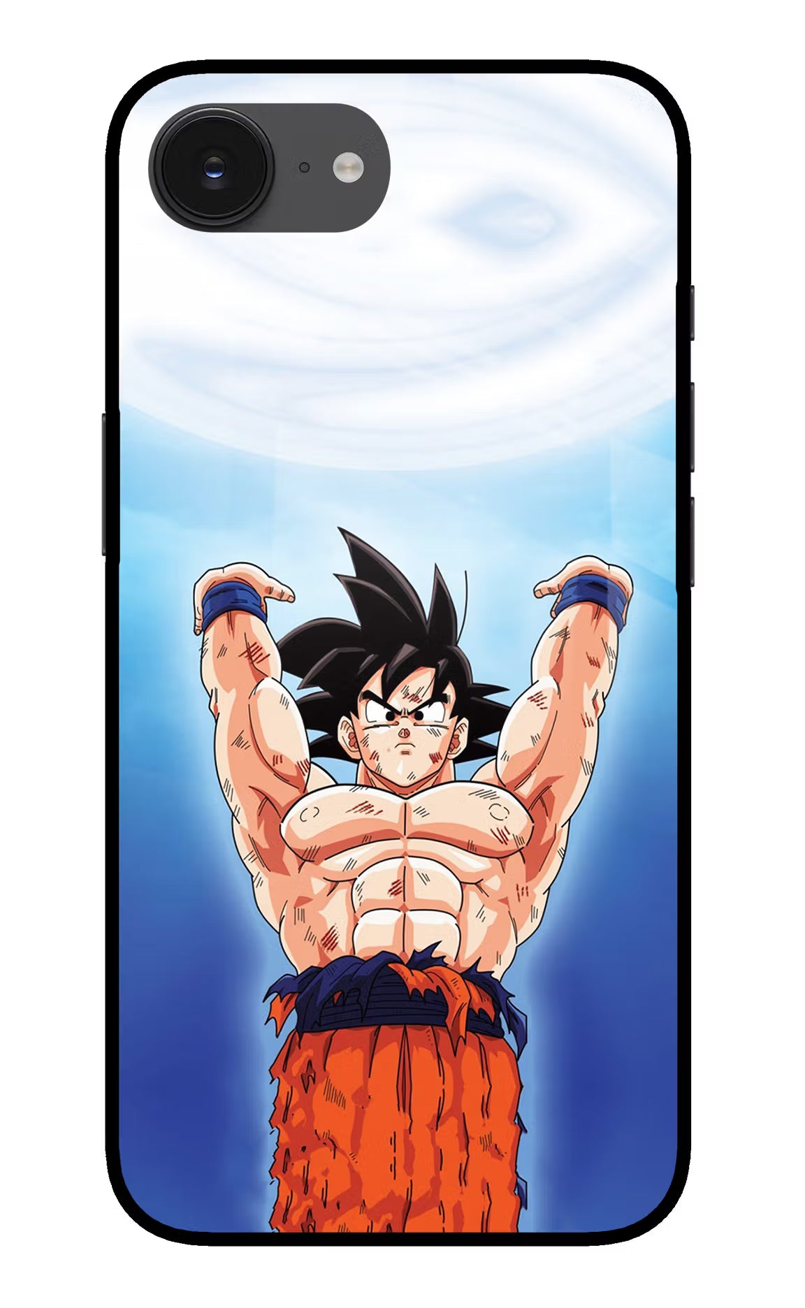 Goku Power iPhone 16e Glass Case Back Cover by Casekaro
