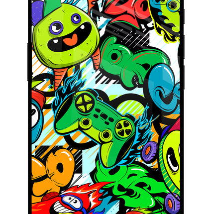 Game Doodle iPhone 16e Glass Case Back Cover by Casekaro