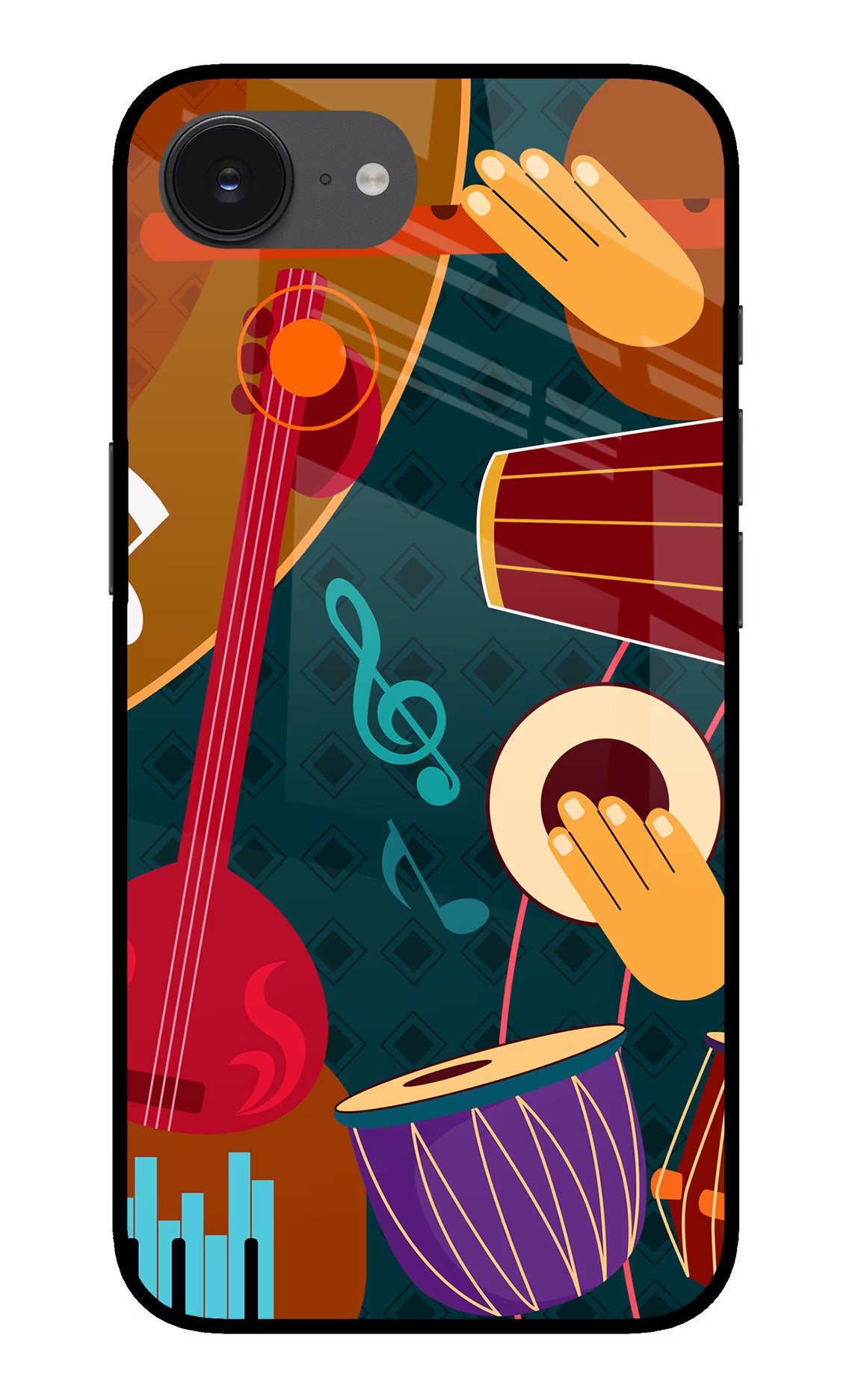 Music Instrument iPhone 16e Glass Case Back Cover by Casekaro