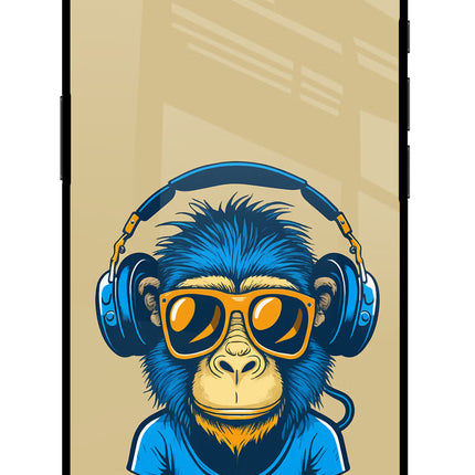 Monkey Headphone iPhone 16e Glass Case Back Cover by Casekaro