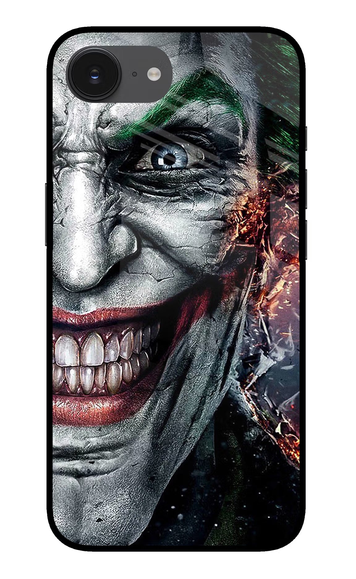 Joker Cam iPhone 16e Glass Case Back Cover by Casekaro