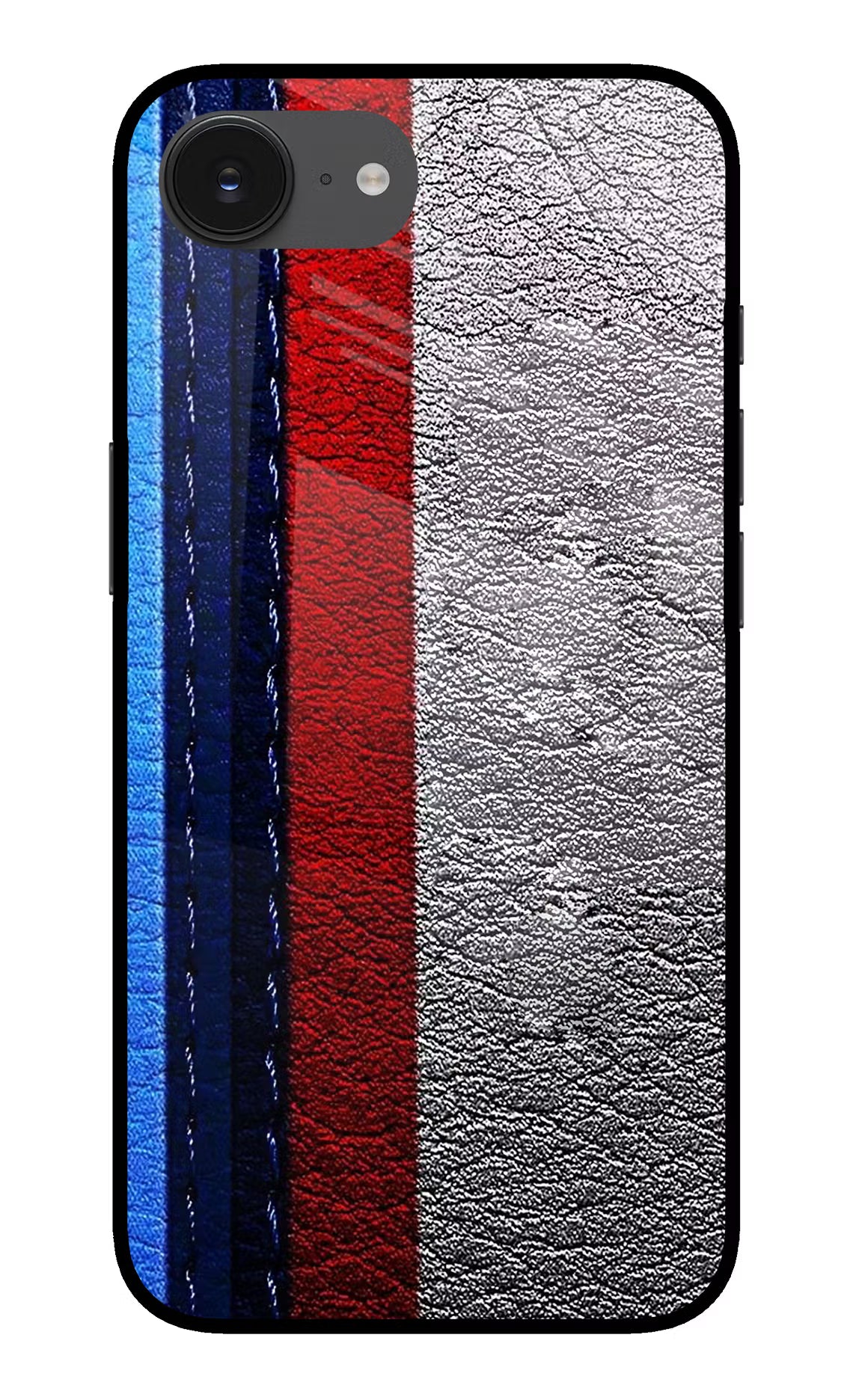 BMW Stripes iPhone 16e Glass Case Back Cover by Casekaro