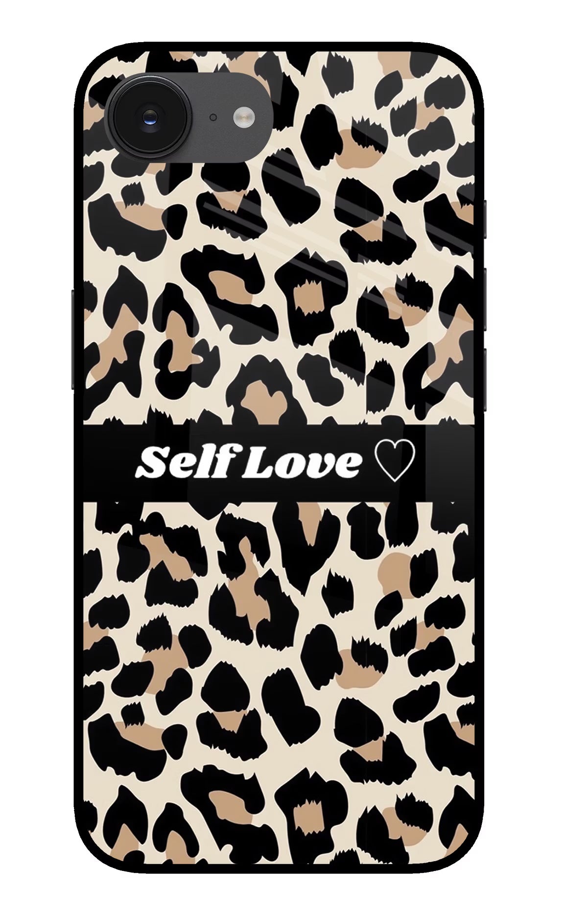 Leopard Print Self Love iPhone 16e Glass Case
