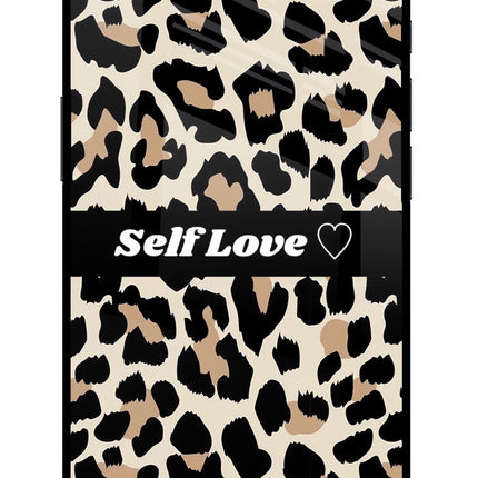 Leopard Print Self Love iPhone 16e Glass Case Back Cover by Casekaro