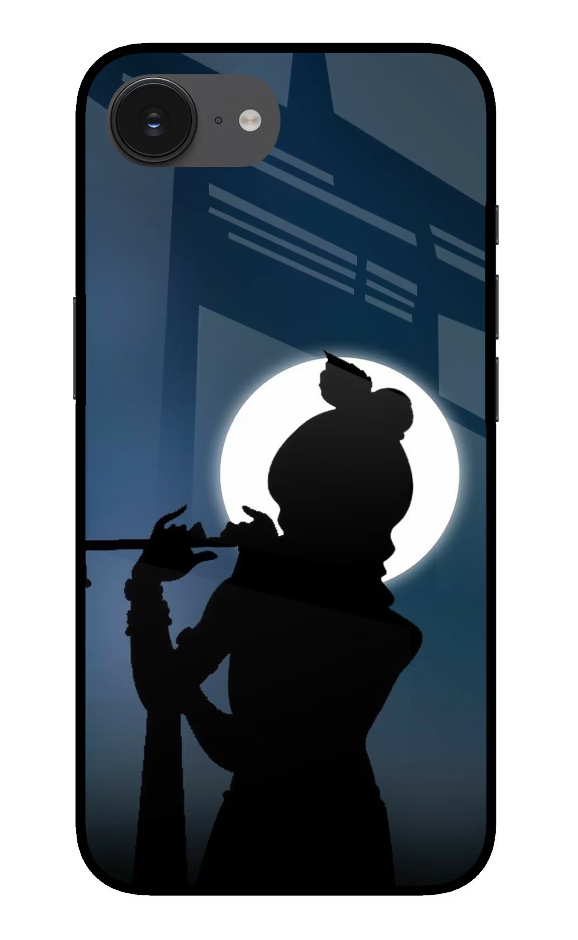 Shri Krishna Silhouette iPhone 16e Glass Case Back Cover by Casekaro