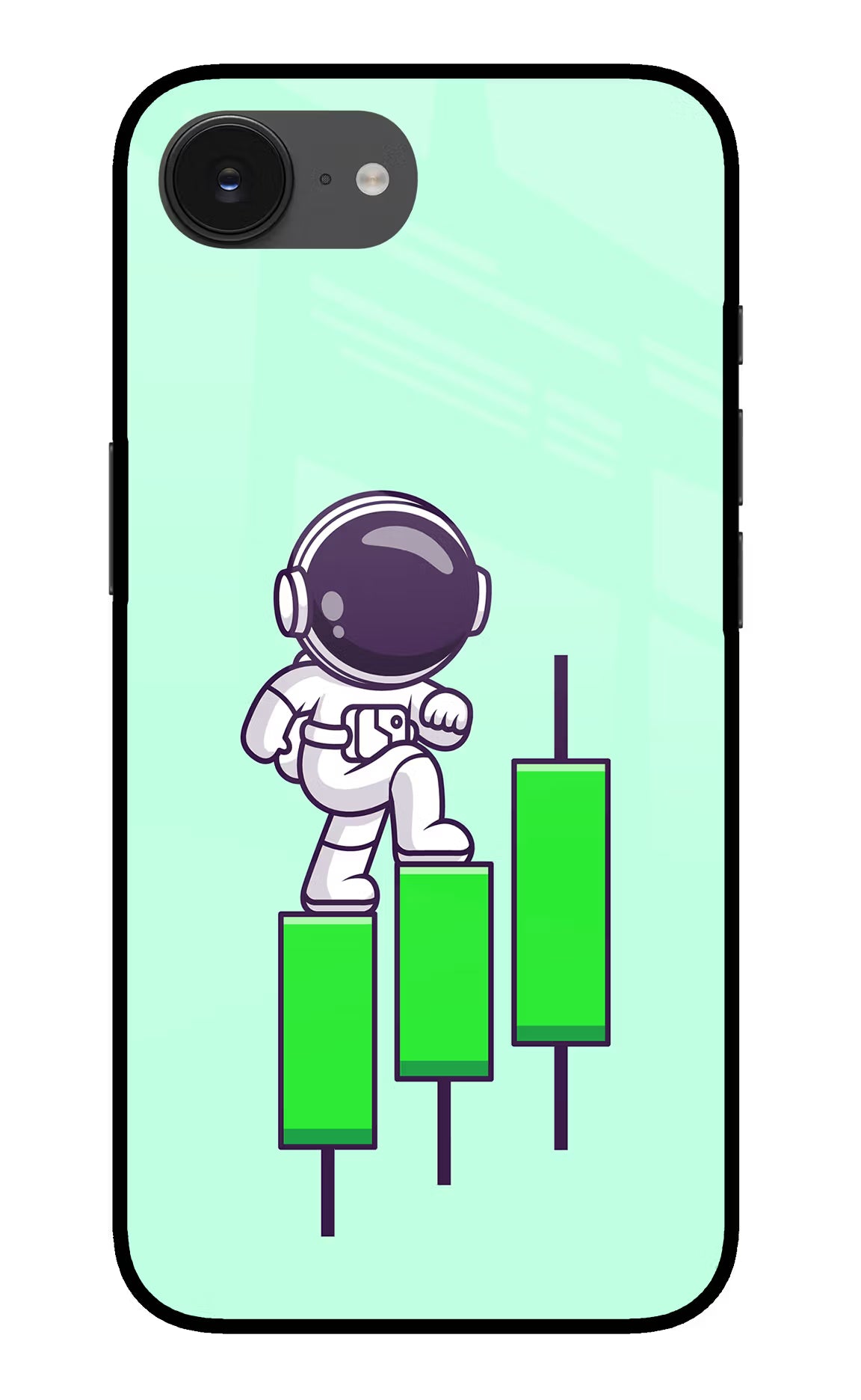 Astronaut Trader iPhone 16e Glass Case Back Cover by Casekaro