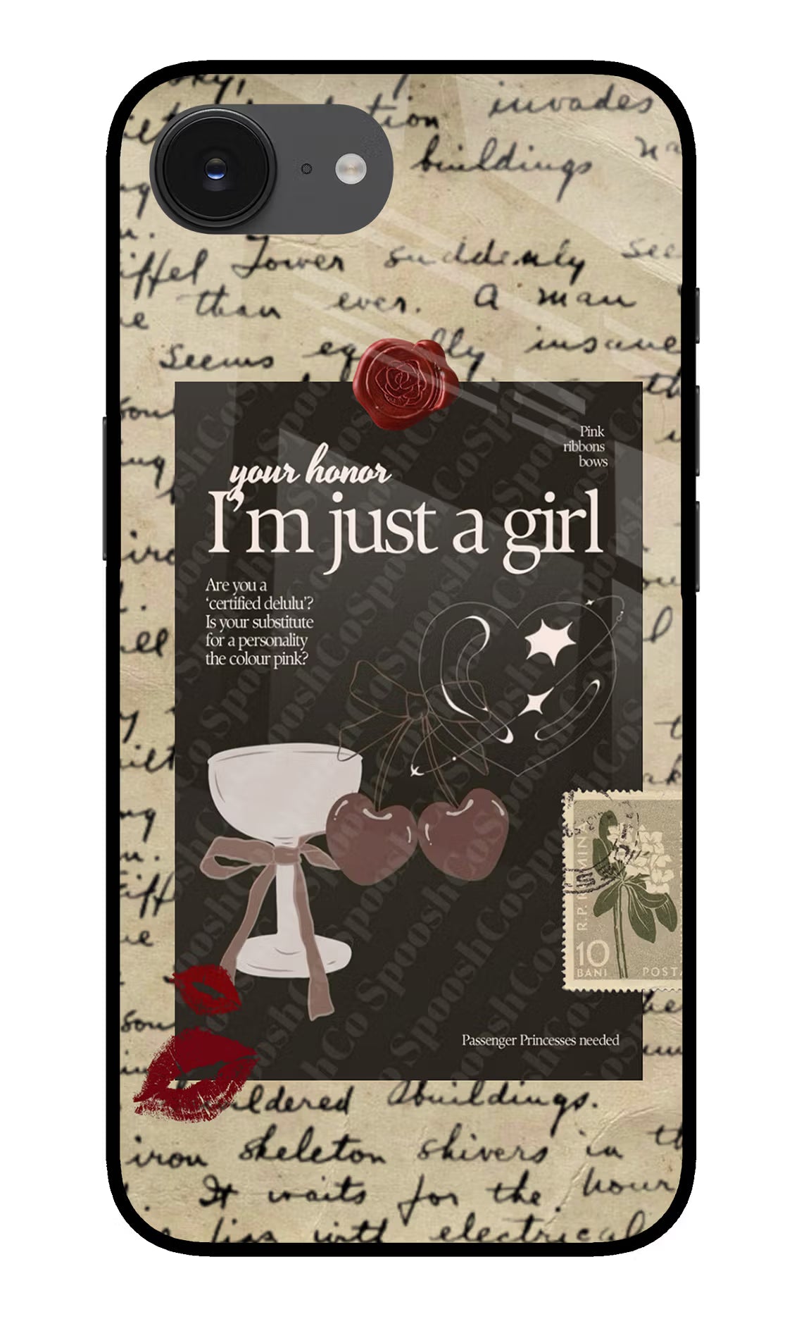I am just a girl iPhone 16e Glass Case Back Cover by Casekaro