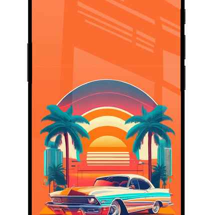 Palm Drive 80s iPhone 16e Glass Case Back Cover by Casekaro