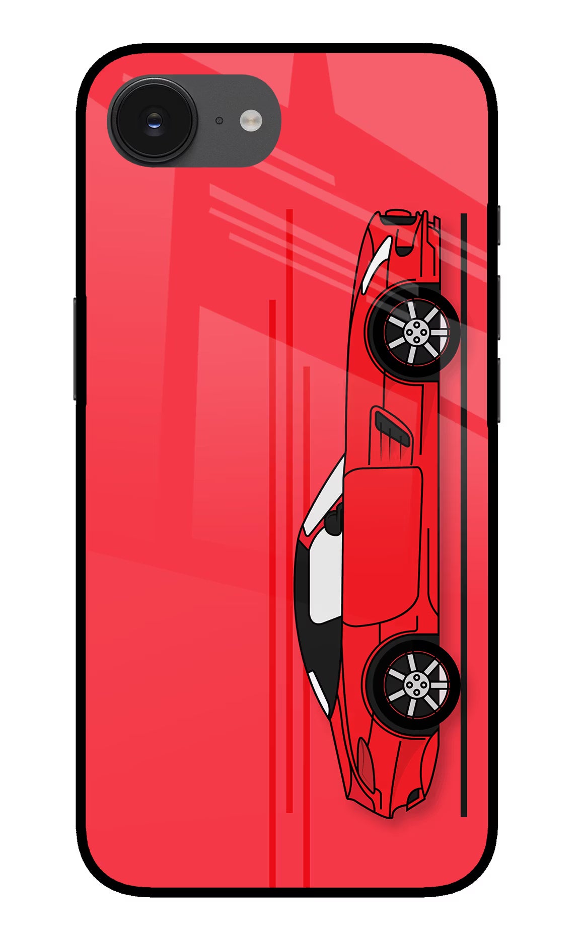 Red Velocity iPhone 16e Glass Case