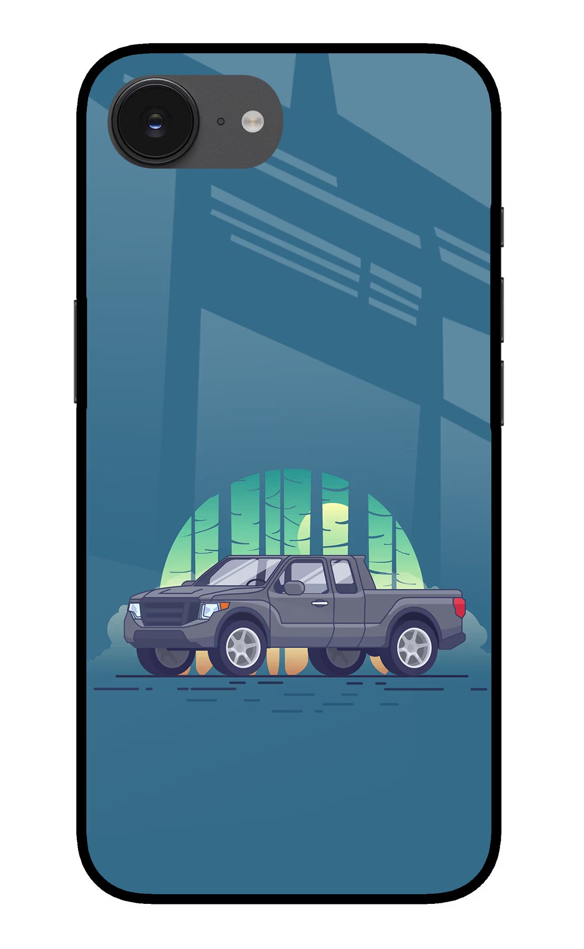 Retro Garage Vibe iPhone 16e Glass Case Back Cover by Casekaro