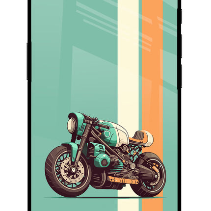Striped Moto Drift iPhone 16e Glass Case Back Cover by Casekaro