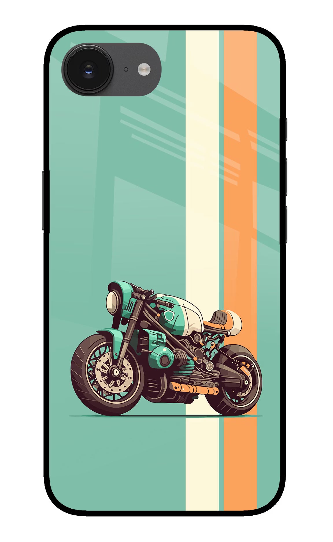 Striped Moto Drift iPhone 16e Glass Case Back Cover by Casekaro