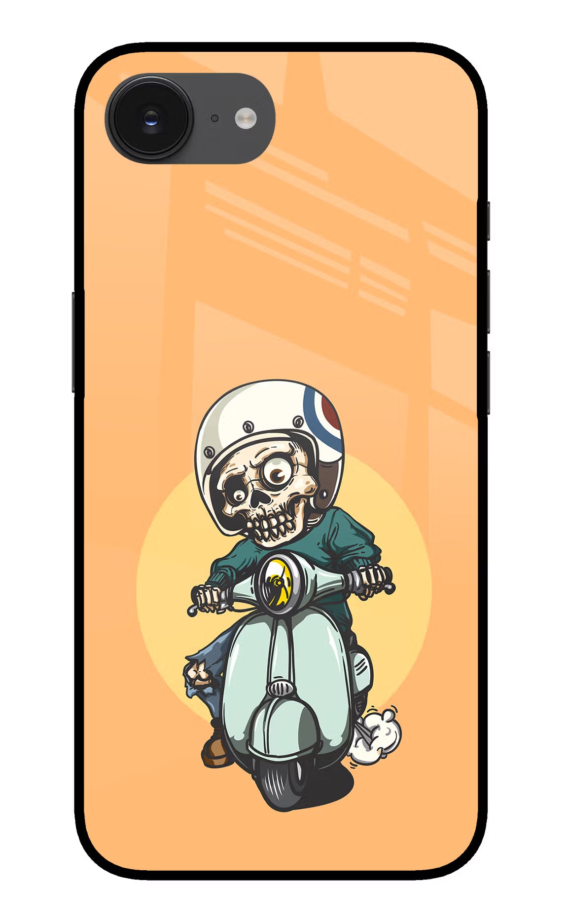 Undead Biker iPhone 16e Glass Case Back Cover by Casekaro