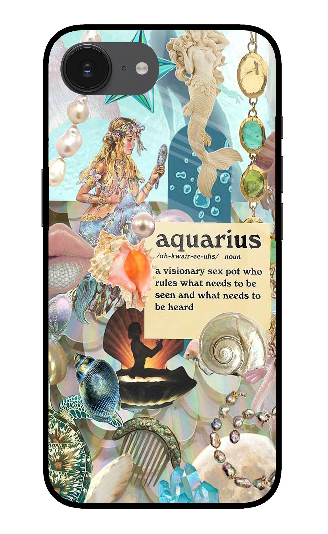 Aquarius Zodiac iPhone 16e Glass Case Back Cover by Casekaro