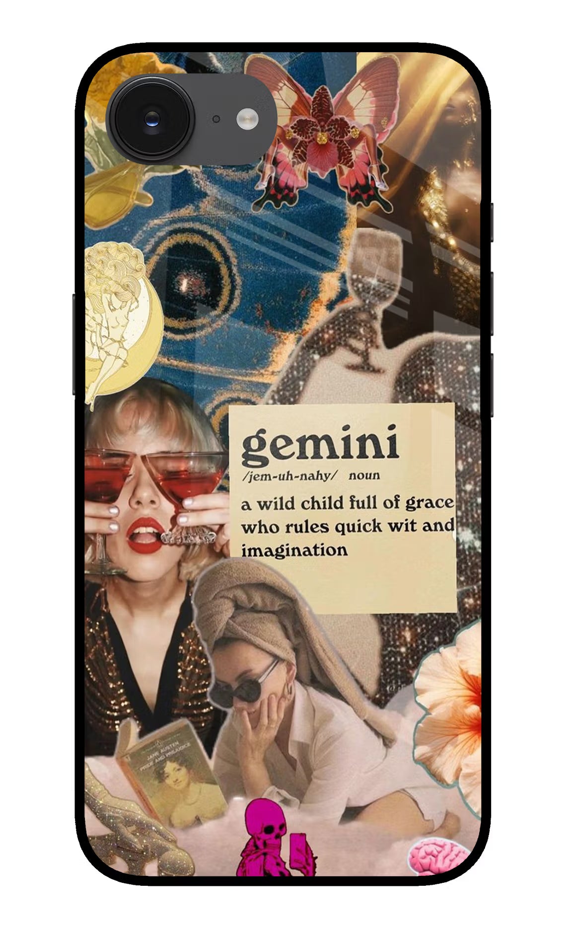 Gemini Zodiac iPhone 16e Glass Case Back Cover by Casekaro
