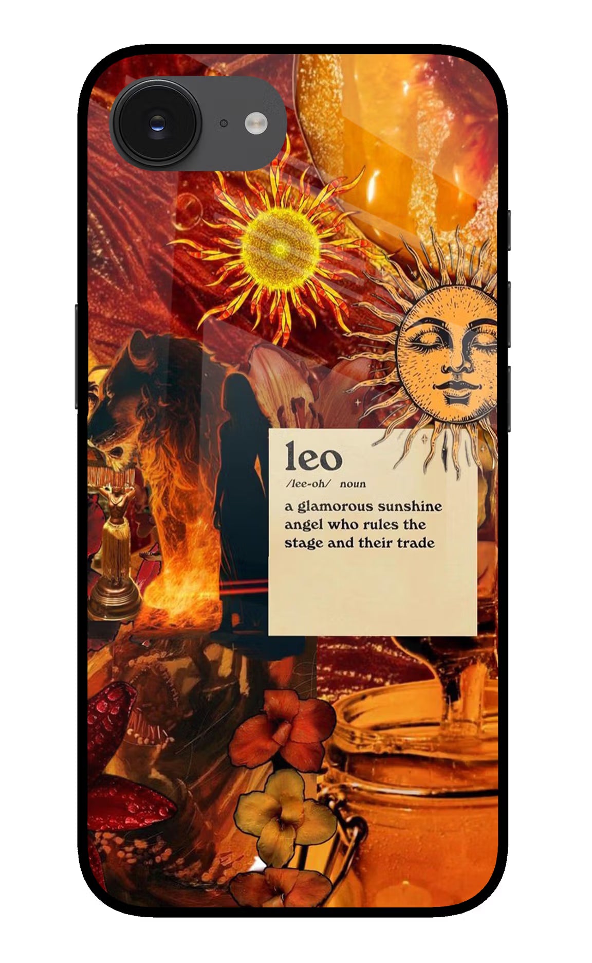 Leo Zodiac iPhone 16e Glass Case Back Cover by Casekaro