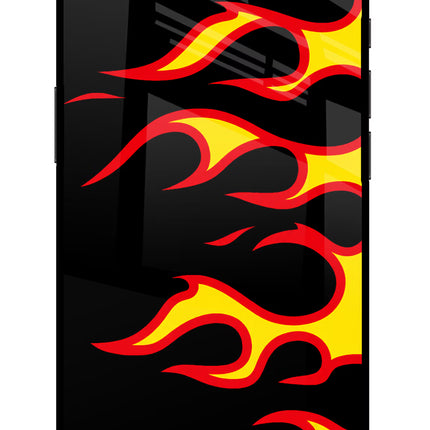 Side Sweep Flames iPhone 16e Glass Case Back Cover by Casekaro