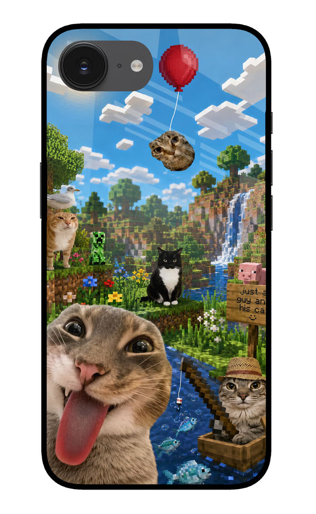 Minecraft Cat Chaos iPhone 16e Glass Case