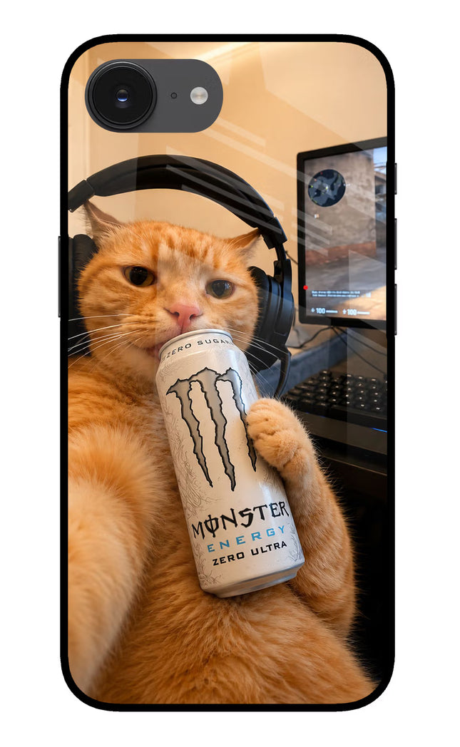 Gamer Cat Energy iPhone 16e Glass Case