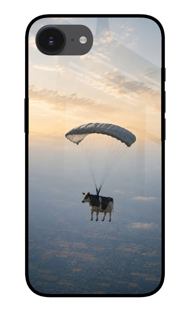 Skydiving Cow iPhone 16e Glass Case