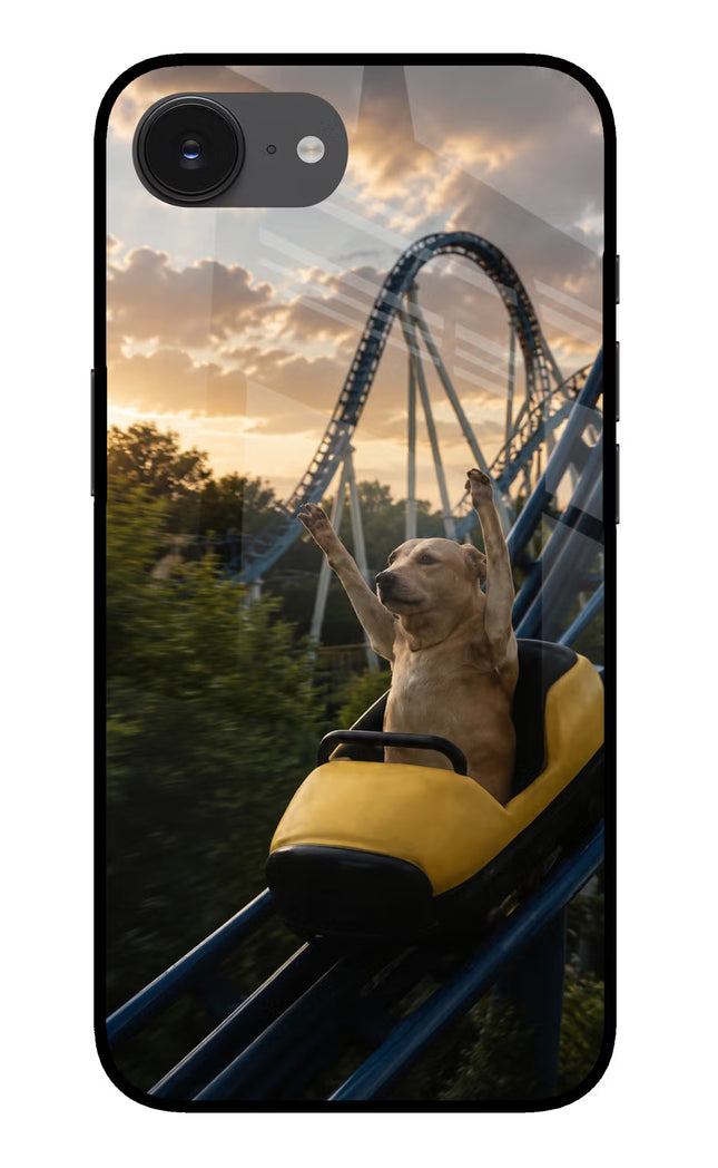 Rollercoaster Dog iPhone 16e Glass Case
