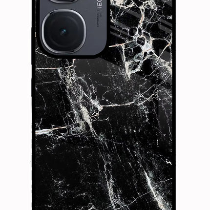 Black Marble Texture IQOO Neo9 Pro Glass Case Back Cover by Casekaro