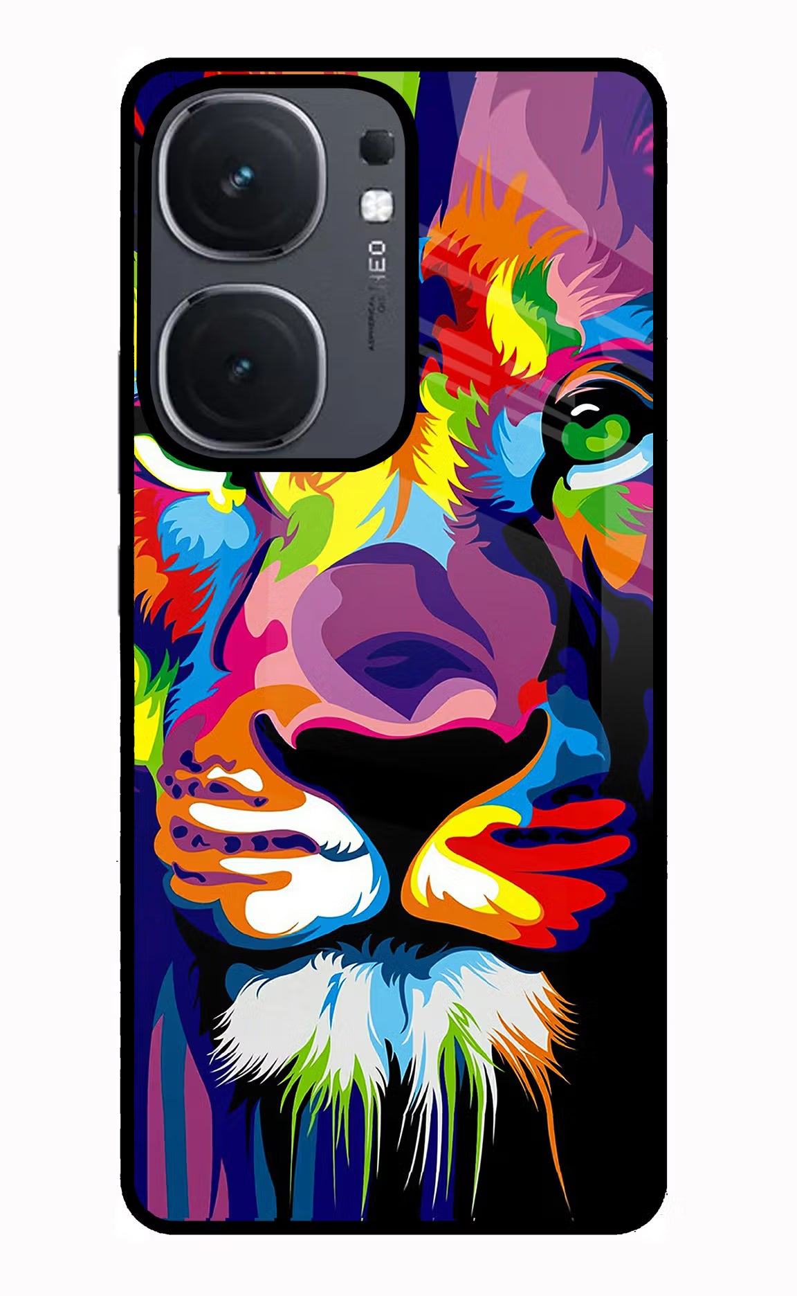 Lion IQOO Neo9 Pro Glass Case Back Cover by Casekaro