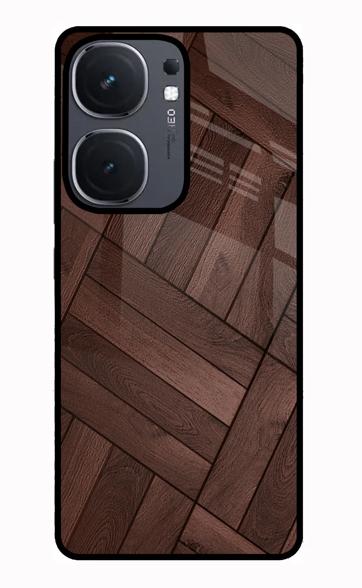 Wooden Texture Design IQOO Neo9 Pro Glass Case Back Cover by Casekaro