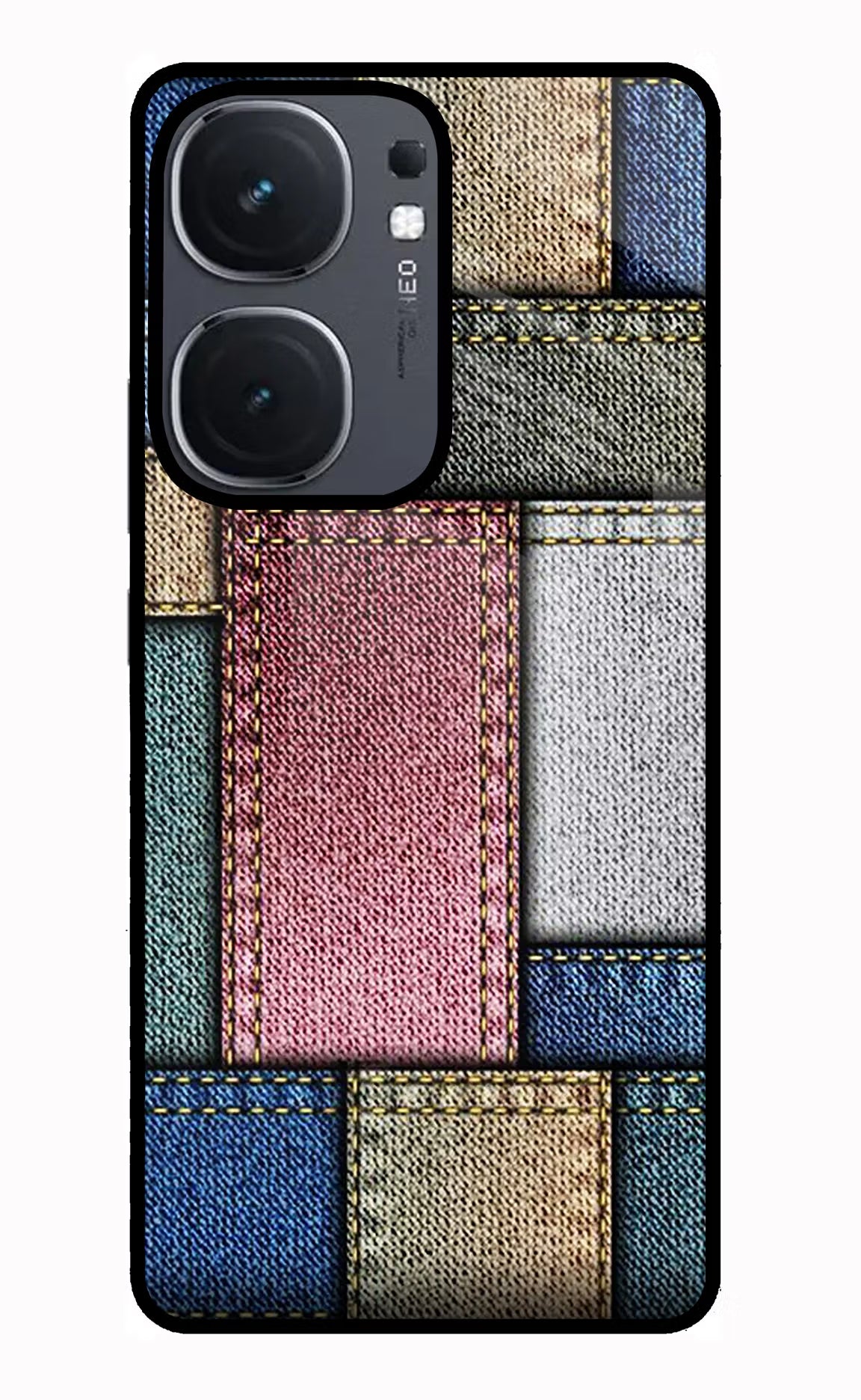 Multicolor Jeans IQOO Neo9 Pro Glass Case Back Cover by Casekaro