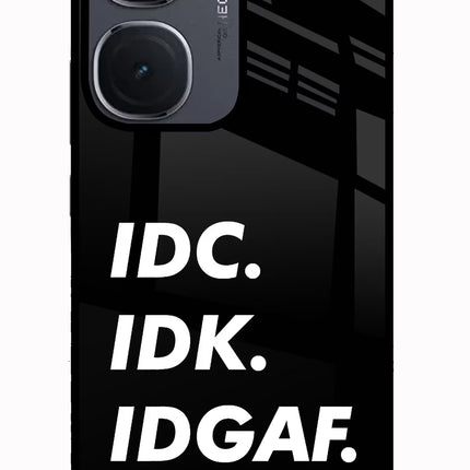 Idc Idk Idgaf IQOO Neo9 Pro Glass Case Back Cover by Casekaro