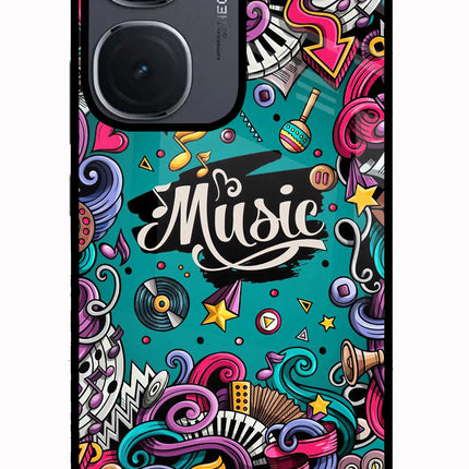 Music Graffiti IQOO Neo9 Pro Glass Case Back Cover by Casekaro
