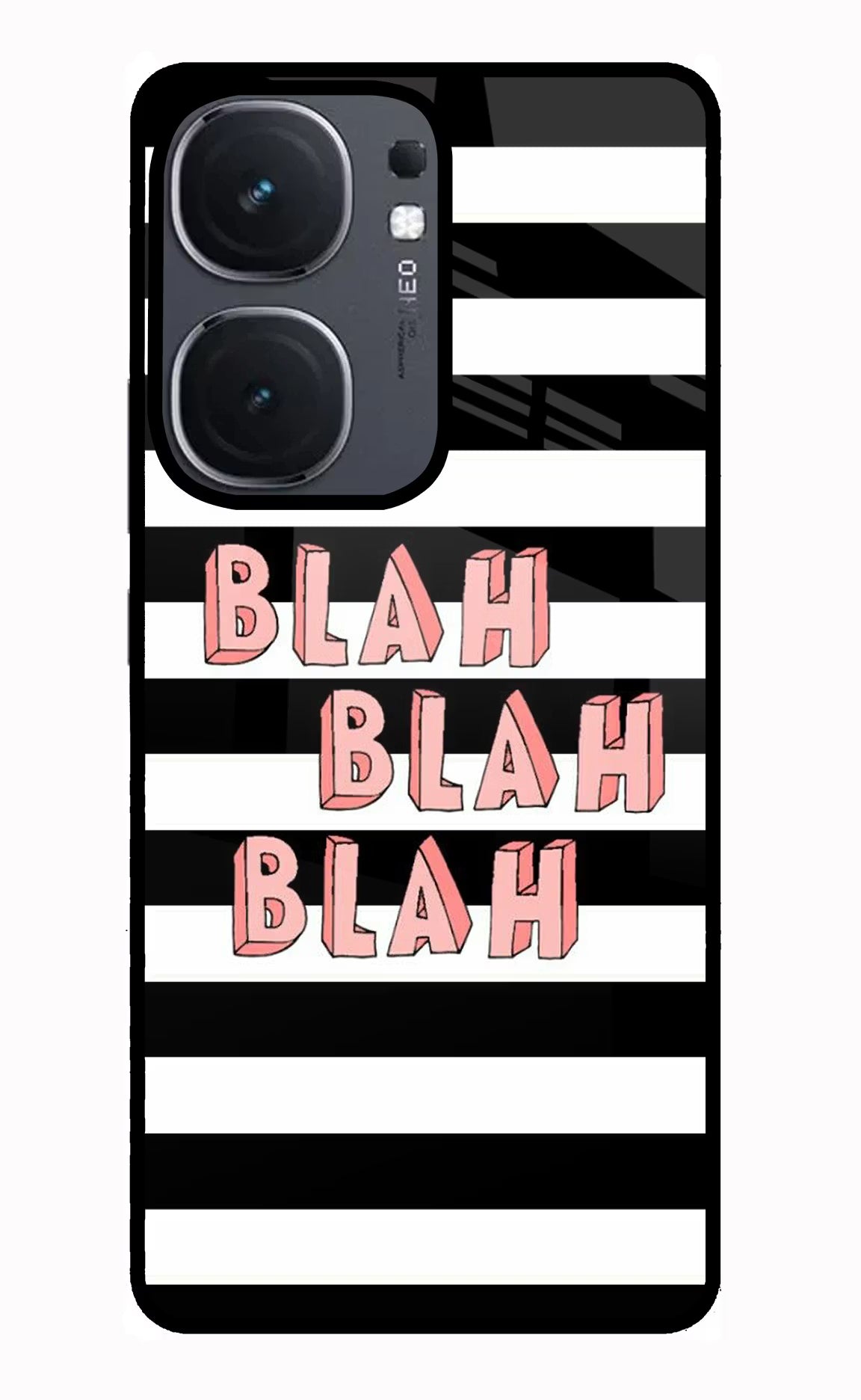 Blah Blah Blah IQOO Neo9 Pro Glass Case Back Cover by Casekaro