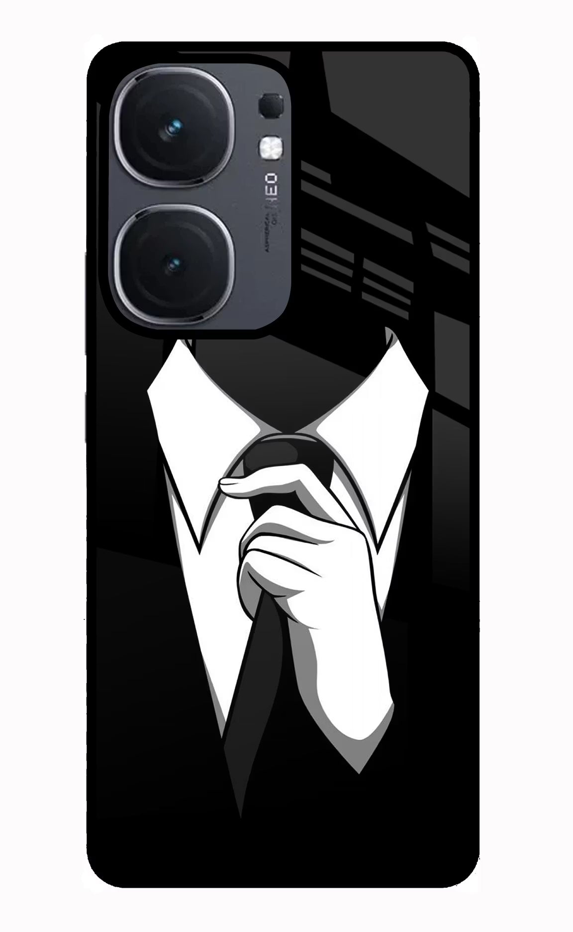 Black Tie IQOO Neo9 Pro Glass Case Back Cover by Casekaro