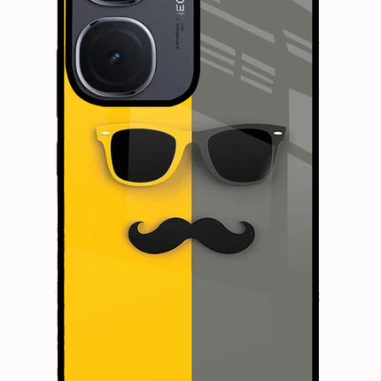 Sunglasses with Mustache IQOO Neo9 Pro Glass Case Back Cover by Casekaro
