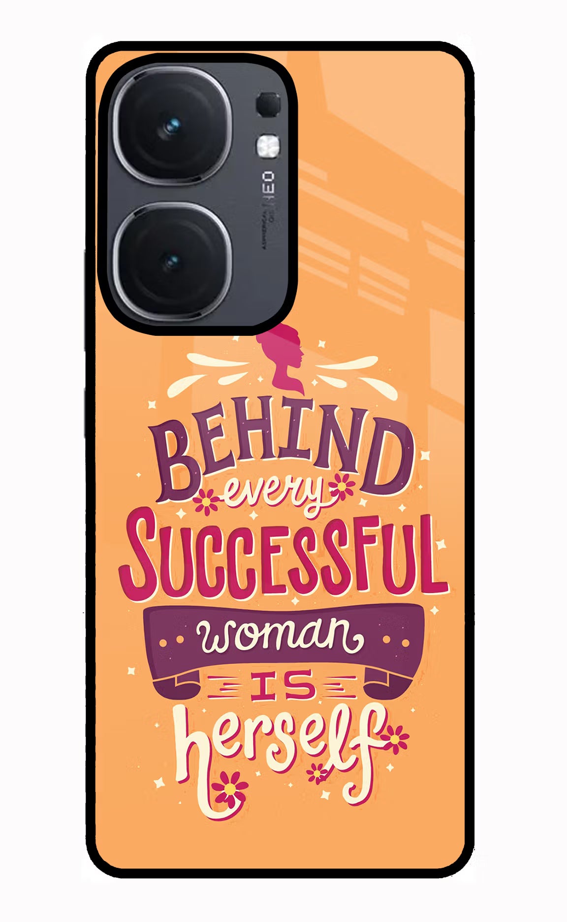 Behind Every Successful Woman There Is Herself IQOO Neo9 Pro Glass Case Back Cover by Casekaro