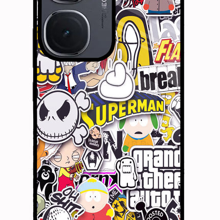 Sticker Bomb IQOO Neo9 Pro Glass Case Back Cover by Casekaro