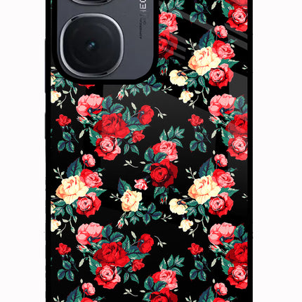 Rose Pattern IQOO Neo9 Pro Glass Case Back Cover by Casekaro