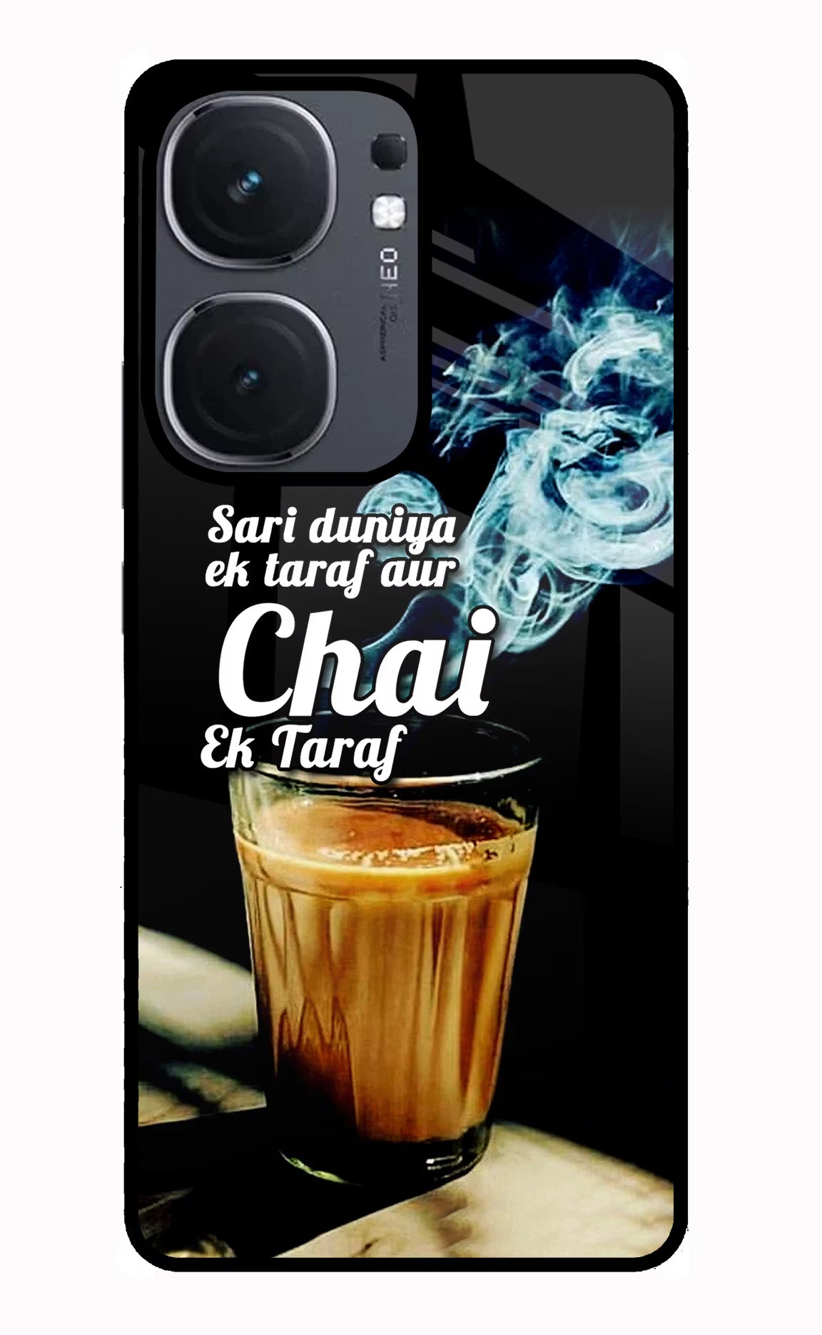 Chai Ek Taraf Quote IQOO Neo9 Pro Glass Case Back Cover by Casekaro