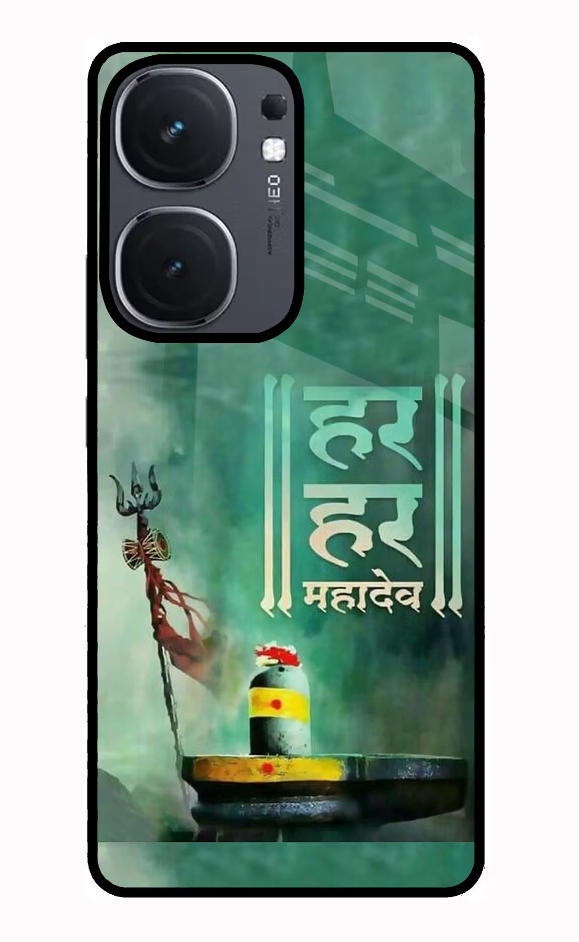 Har Har Mahadev Shivling IQOO Neo9 Pro Glass Case Back Cover by Casekaro