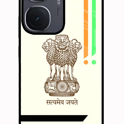 Satyamev Jayate Brown Logo IQOO Neo9 Pro Glass Case Back Cover by Casekaro