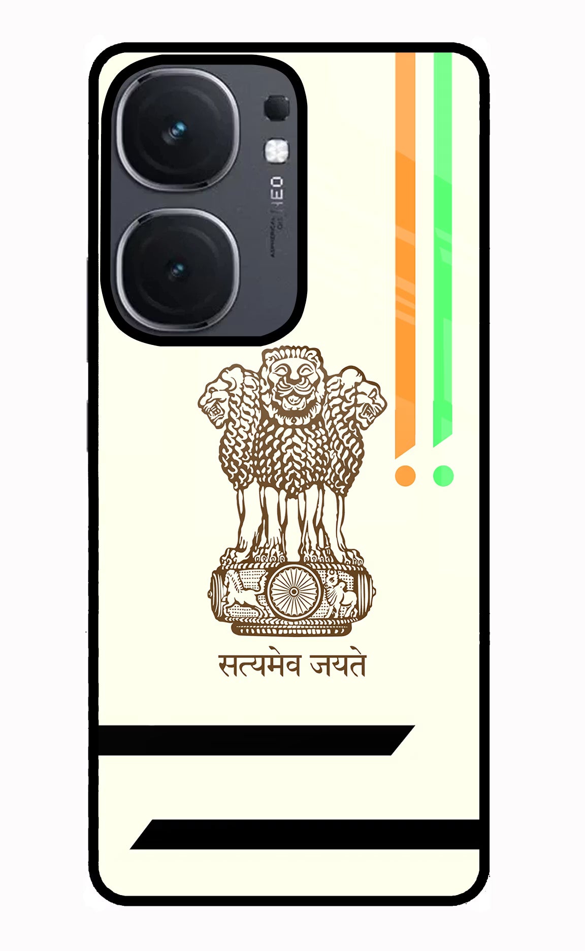Satyamev Jayate Brown Logo IQOO Neo9 Pro Glass Case Back Cover by Casekaro