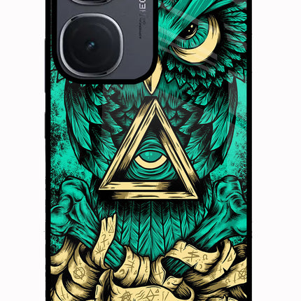 Green Owl IQOO Neo9 Pro Glass Case Back Cover by Casekaro