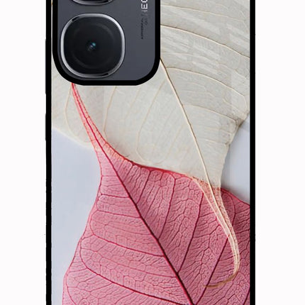 White Pink Leaf IQOO Neo9 Pro Glass Case Back Cover by Casekaro
