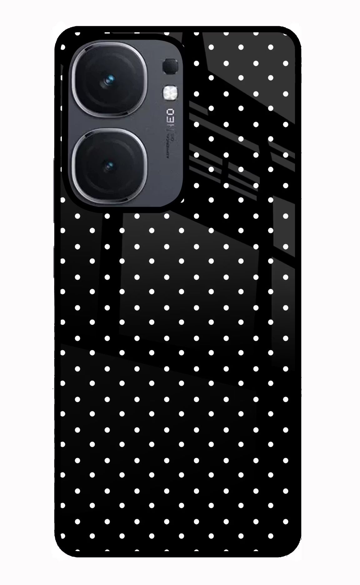 White Dots IQOO Neo9 Pro Glass Case Back Cover by Casekaro