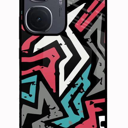 Geometric Graffiti IQOO Neo9 Pro Glass Case Back Cover by Casekaro