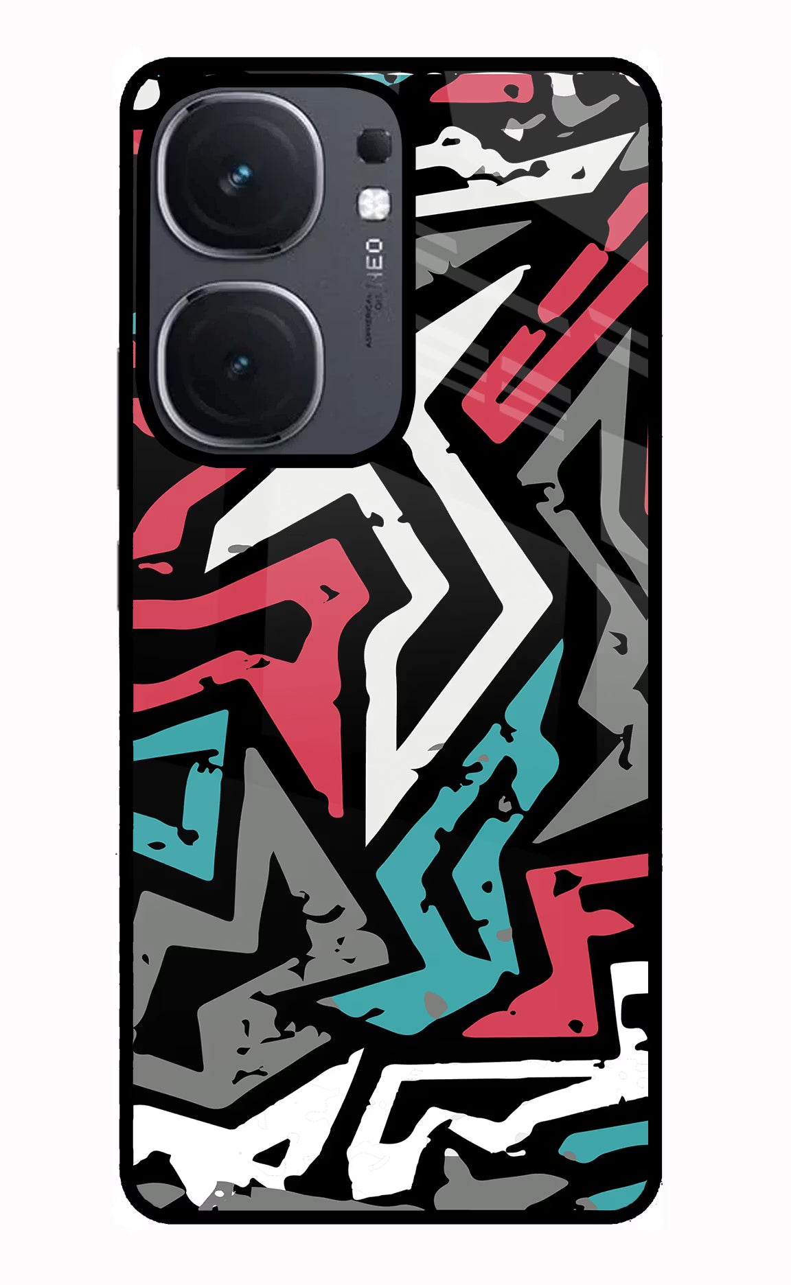 Geometric Graffiti IQOO Neo9 Pro Glass Case Back Cover by Casekaro