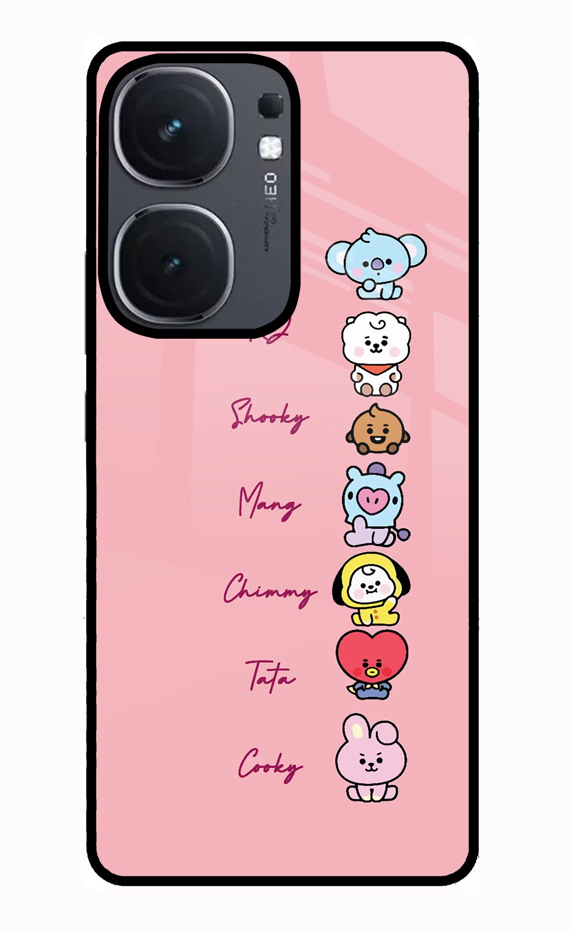 BTS names IQOO Neo9 Pro Glass Case Back Cover by Casekaro